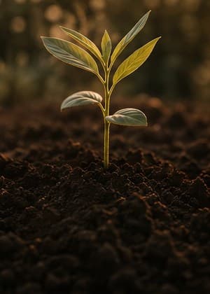 A seedling taking root in dark soil